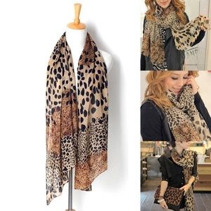 NEW Leopard Print Multi Shaded Chiffon Long Scarf